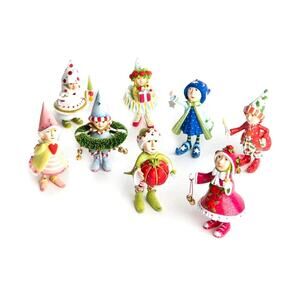 New Mackenzie-Childs Patience Brewster Dash Away Elves Mini Ornaments Set of 8